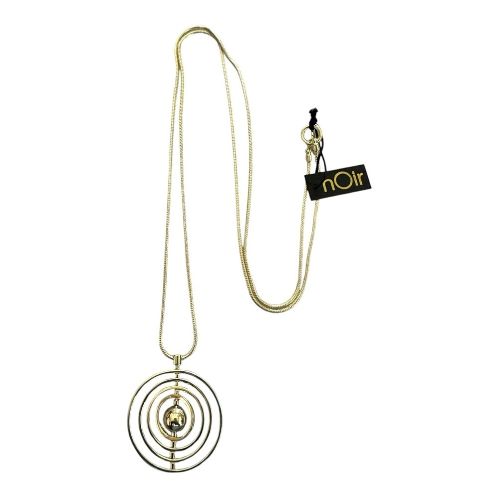 nOir Jewelry Gold Long Pendant Necklace Orbital Circle Statement Chain